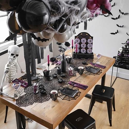 Halloween Table Runner, Black Lace Spider Web Table Runners for Halloween Decor/Party Dinner Table Decoration 18 x 72Inch thumbnail 2