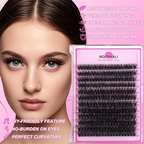 Lash Clusters Wispy 80D Eyelash Clusters D Curly 12-20MM Mix Length Cluster Eyelash Extensions Thick Volume Individual Lashes Clusters DIY Eye Lash Extension 3D Eyelashes Clusters at Home By MOONKALI thumbnail 6