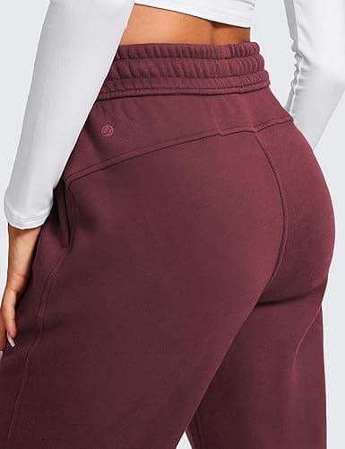 CRZ YOGA Cotton Fleece Lined Sweatpants Women 28"/30"/32" - Straight Leg Casual Lounge Pants with Pockets Winter Warm thumbnail 4