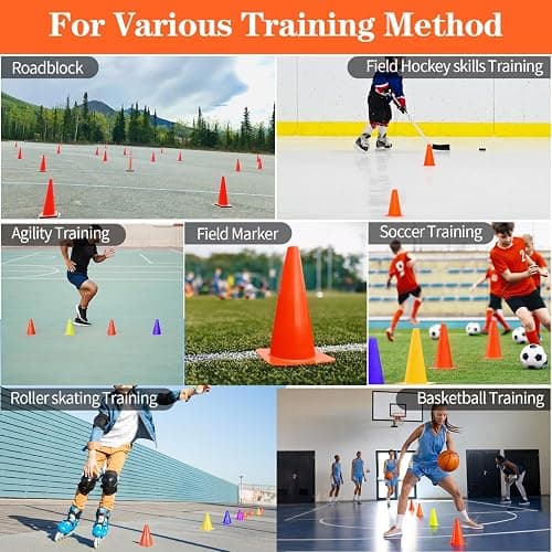 PXZBLG 12/24/50pcs Soccer Cones, 7" Plastic Traffic Cones | for Sports Training, Football, Soccer, Basketball, Coaching, Practice thumbnail 5