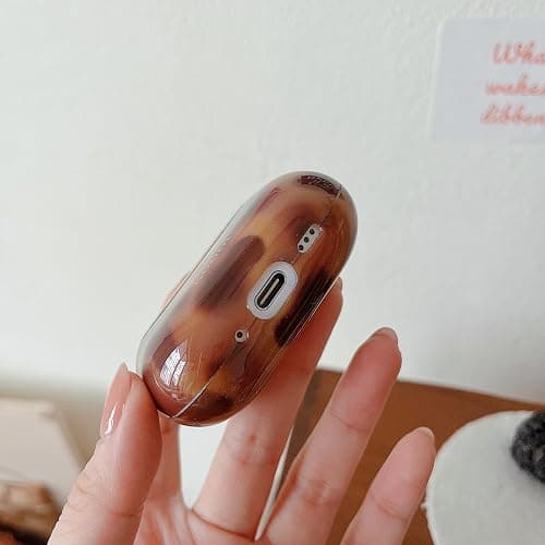 MINSCOSE Compatible with AirPods Pro 3rd Generation Case (2025) with Cleaner Kit,Cool Amber Tortoise Leopard Aesthetics Case with Trendy Heart Shaped Keychain for Girls for AirPods Pro 3-Brown thumbnail 8
