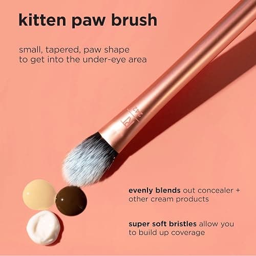 Real Techniques Brightening Concealer Makeup Brush, Viral Kitten Paw Brush Conceals Under Eyes, & Imperfections, Cover Dark Circles, For Brightener & Concealer, RT 242 Brush, Cruelty-Free, 1 Count - Brightening Concealer & Eye Creams Makeup Brush, 1PC thumbnail 3