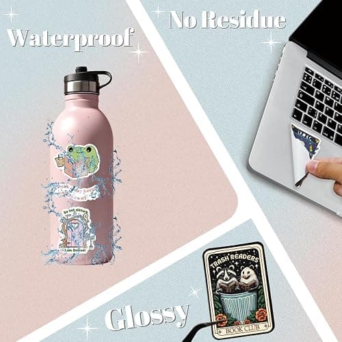 300 PCS Book Stickers for Kindle, Bookish Sticker Pack Reading Waterproof Vinyl Decals for Laptop, Ebook Readers, Water Bottle, Phone, Journal, Scrapbook, No Repeats (Glossy) thumbnail 4