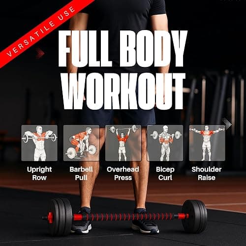 Straame 20KG Adjustable Dumbbell & Barbell Weight Set with Foam-Padded Connector. Free Weights for Home Gym, Strength Training, Non-Slip TPR Grips, PE Shell Plates, Compact Storage thumbnail 6