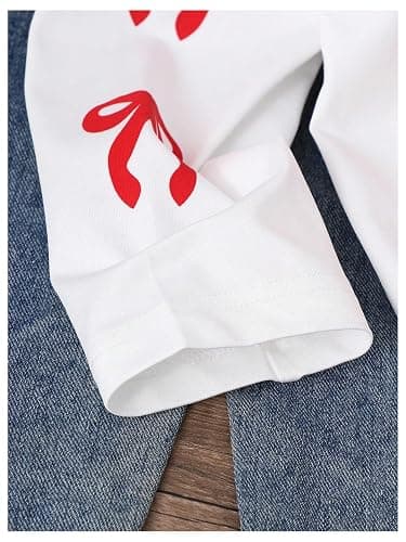 RoseSeek Girl's Jersey Bowknot Graphic Number Print Tees Long Sleeve Crew Neck Shirts Cute Tee Tops Streetwear thumbnail 7