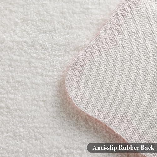 Luxury Microfiber Bathroom Rugs, White Bath Rug with Pink Scalloped Piping Cute Aesthetic Girly Bath Mat for Women's Bathroom, Tub, Floor Carpet, Sink, Shower, Anti Slip, Absorbent, 32x20 thumbnail 6