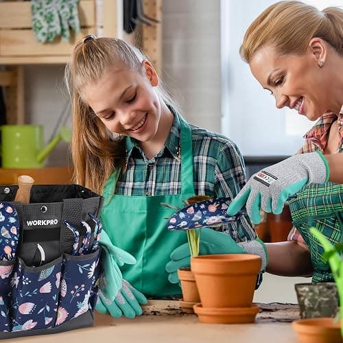 WORKPRO 5PCS Garden Tool Set, Aluminum Heavy Duty Gardening Tool Set with Garden Tool Bag, Outdoor Garden Hand Tools, Blue Insect and Flower thumbnail 7