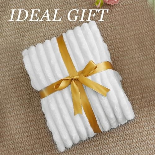 BEDELITE Ribbed Twin Blanket for Couch & Bed, Bright White, 60"x80" | Ultra-Soft Plush Fleece, Cozy, Warm Yet Lightweight, Ribbed Texture, Home Decor, Machine Washable, Giftable, All-Season Use thumbnail 6