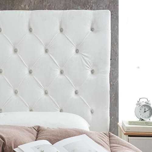 Tufted Velvet Plush College Dorm Right Side Outlet Headboard with Legs - White thumbnail 3