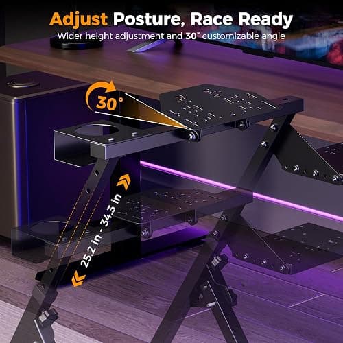 CAMMOO High Compatible Racing Wheel Stand Fits Handbrake, with Cup Holder | 31 Holes Wheel Panel, 26 Holes Shifter Panel, Foldable Sim Steering Racing Stand with Dual Anti-Slip, Wide Height Adjustment thumbnail 7