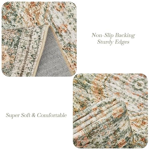 Soalmost 6x9 Area Rug for Living Room Washable 6x9 Non-Slip Modern Rugs for Bedroom Dinning Room Ultra-Thin Indoor Green Orange thumbnail 5