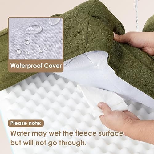EHEYCIGA Orthopedic Dog Beds for Extra Large Dogs 44x32Inch, Waterproof Memory Foam XL Pet Bed with Sides, Non-Slip and Egg-Crate Foam Big Dog Couch Bed with Washable Removable Cover, Olive Green thumbnail 3