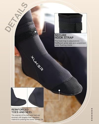 XUKER Neoprene Water Socks 3mm, Sand Proof Beach Volleyball Socks Diving Socks for Outdoor Water Sports thumbnail 3