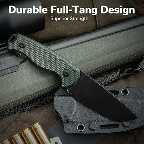 CIVIVI Timberbark Fixed Blade Knife with Kydex Sheath & Clip, 3.2" 14C28N Blade Micarta Handle with Lanyard, Ideal EDC Hunting Knife for Outdoor Adventures Camping Hiking C23094-3, Green - Green thumbnail 2