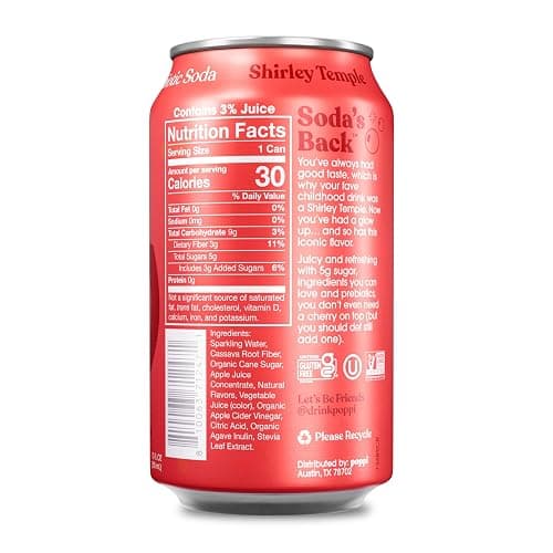 Poppi Prebiotic Soda, Sparkling Water & Fruit Juice, Shirley Temple, 12 Oz, 12 Pack thumbnail 2