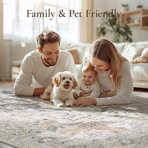 GENIMO Runner Rug 3x10, Non Slip Vintage Hallway Runner Rugs, Low Pile Lightweight Machine Washable Mat for Hallway, Entryway, Bedroom, Kitchen and Corridor, Light Taupe Brown thumbnail 4