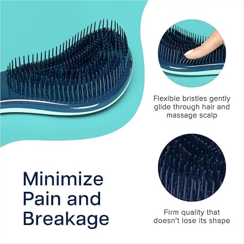 Crave Naturals Glide Thru Detangling Hairbrush that Glides Through Tangles For Wet, Dry and Damaged Hair - Gentle Detangler Styling Tool for Adults, Kids, Men and Women - 7.5 x 3 in, Turquoise thumbnail 3