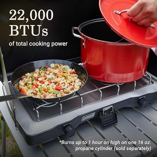 Coleman Triton 2-Burner Propane Stove, Portable Camping Cooktop with 2 Adjustable Burners & Wind Guards, 22,000 BTUs of Power for Camping, Tailgating, Grilling, BBQ, & More thumbnail 6