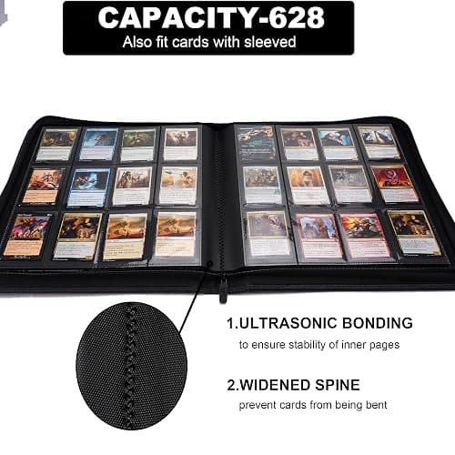 KarlyPro 12 Pocket Trading Card Zip Binder, 628 Cards,TD-Tec Album Material, 26 Side-Loading Ringless Pages, Folder for Collectible TCG,MTG and More - Blue&Yellow(LE-100) thumbnail 5