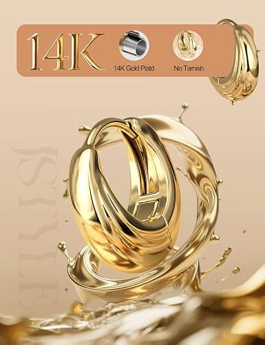 Jstyle Small Hoop Earrings for Women Trendy 14K Gold Plated Huggie Earrings Hypoallergenic Cartilage Earring Stack Huggie Hoops Earring Sets for Multiple Piercing thumbnail 7