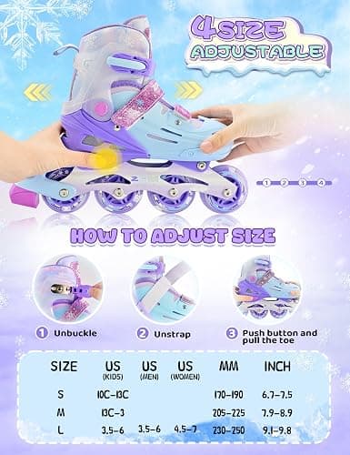 2PM SPORTS Inline Skates for Kids Boys Girls Ages 5-8 8-12 3-5 4-8 6-12 with Light Up Wheels, Adjustable Children's Roller Skates Blades for Toddler Beginner Youth Indoor Outdoor thumbnail 2