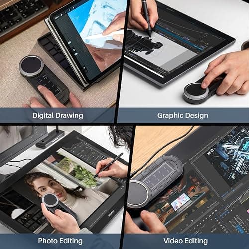 HUION Keydial Remote Bluetooth Programmable Keypad with Dual Dials 60 Customized Keys, OLED Display Macro Keypad Work with PC, Mac, Mobile, One-Hand Shortcut Keyboard for Drawing Tablet, Laptops thumbnail 8