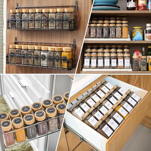 NETANY 24 Pcs Glass Spice Jars with Bamboo Lids, 4 oz Glass Jars with Minimalist Farmhouse Spice Labels Stickers, Collapsible Funnel, Seasoning Storage Bottles for Spice Rack, Cabinet, Drawer thumbnail 7
