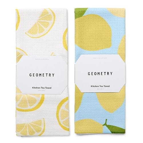 GEOMETRY Tea Towels – Spring & Summer Collection – Quick-Dry, Ultra-Absorbent, Reusable Microfiber Kitchen Towels for Drying & Cleaning - Main Squeeze - 2 Pack - Image 1