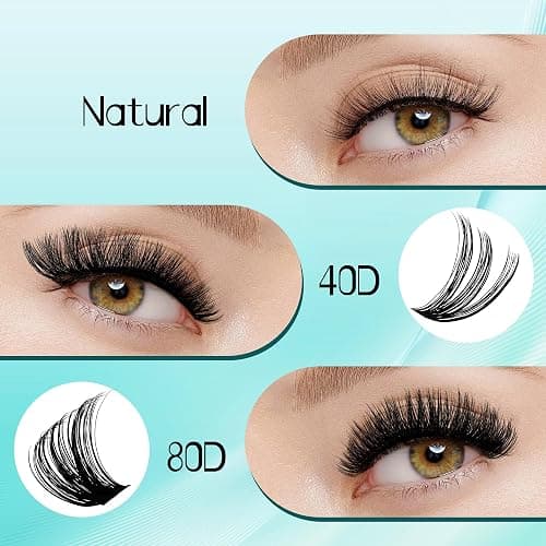 GEMERRY 80D Lash Extension Kit 30D/40D/60D/80D/100D/200D D Curl Lash Clusters Kit Lash Extension Kit DIY Eyelash Extensions Kit at Home Cluster Lashes Kit Beginners (80D,10-18mm) thumbnail 6