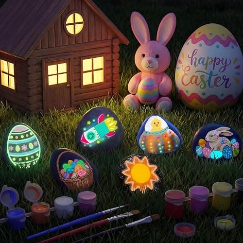Rock Painting Kit- Glow in The Dark Rock Kit, Arts and Crafts for Kids Ages 6-12, Art Supplies Toy , Kids Craft Paint Kits, Arts & Crafts for Boys Girls Birthday Party Gift Toy thumbnail 2