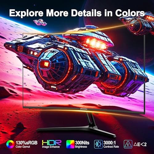 SANSUI 27 Inch Curved Gaming Monitor 200Hz 180Hz 1ms with Speakers FHD 1080P Computer Monitor FreeSync|1500R|130% sRGB|HDR|Low Blue Light|HDMI DP Ports|VESA Mount|Metal Stand(HDMI Cable Incl.) thumbnail 8