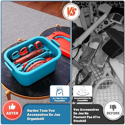Ensemble d'accessoires Deruitu 15 en 1 pour Nintendo Switch/jeux OLED, kit d'accessoires pour jeux Switch Sports, ensemble d'accessoires de jeu Family Party Pack pour jeux Switch OLED Sports thumbnail 3