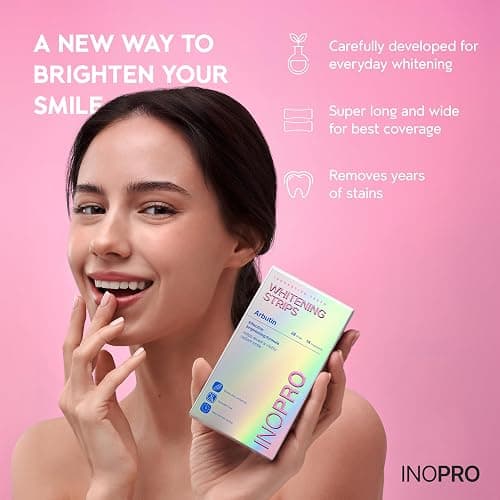InoPro Teeth Whitening Strips 14 Treatments Kit - Enamel Safe Teeth Whitener, Peroxide-Free, Green White Strips for Teeth Whitening with Arbutin, Coconut Oil, Deep Stains Removal (28 Strips) thumbnail 5