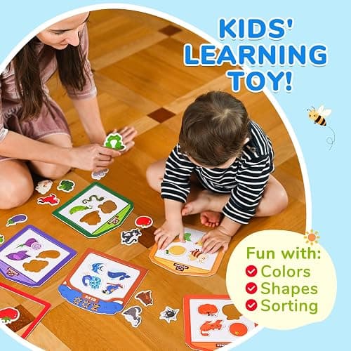 JoyCat Wooden Fridge Magnets for Toddlers, 50PCS Magnetic Color Sorting Refrigerator Toys, Farm & Zoo Animal Magnets for Kids, Baby Educational Learning Gifts for 2, 3, 4, 5 Year Olds thumbnail 6
