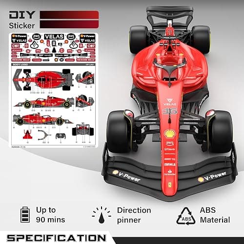 Voltz Toys Authentic Licensed 1:18 Ferrari F1 75 Remote Control Car - F1 Collection RC car Series for Kids and Adults - 2.4GHz RC Car for Gift (1:18 Ferrari F1 75) thumbnail 6