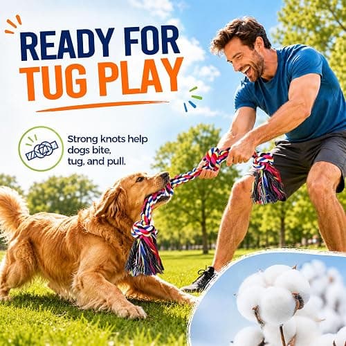 Eefitoys Tough Dog Rope Toys for Aggressive Chewers, Tough Tug of War Dog Toys for Large, Medium & Small Dogs – 5 Pack Including 2 Ropes & 3 Supplies thumbnail 5