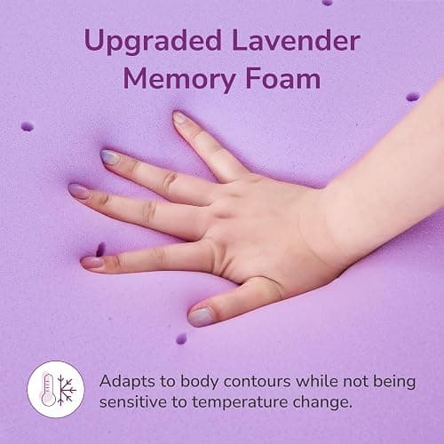 3 Inch Queen Lavender Infusion Memory Foam Mattress Topper for Relaxing Sleep, Ventilated & Pressure Relieving, CertiPUR-US Certified, Medium Firm Topper in a Box, Queen Size, 60"x80" thumbnail 4