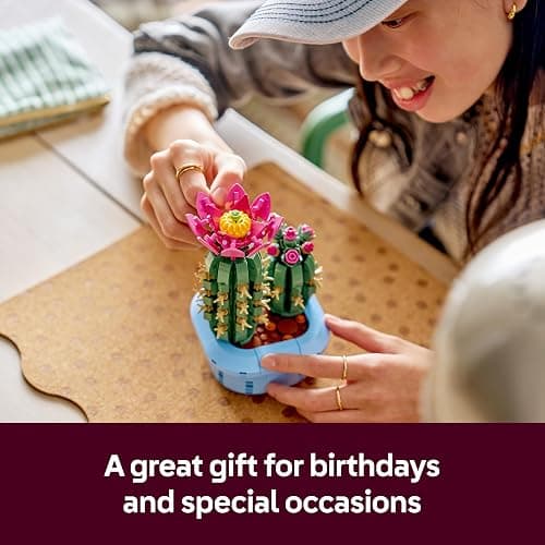 LEGO Botanicals Flowering Cactus - Artificial Potted Plant Set w/ 2 Cacti & Faux Flowers - DIY Bedroom Decor - Birthday Gift for 9+ Year Old Girls & Adult Plant Lovers - 11509 thumbnail 8