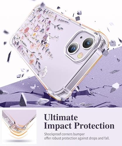 GVIEWIN for iPhone 14 Plus Case Floral, with Screen Protector+Camera Lens Protector,[Non Yellowing]Soft Shockproof Clear Phone Protective Cover Women, Flower Pattern Design 6.7"(Floratopia/Colorful) thumbnail 4