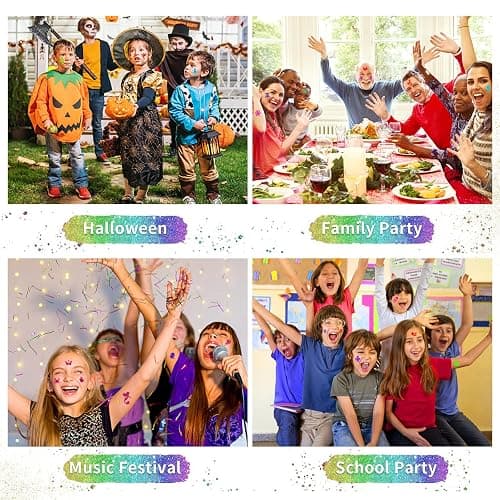 Temporary Glitter Tattoos Kit for Kids,32 Glitter Colors,165 Stencils,3 Glue,5 Brushes,1 Powder Puff,Adults & Kids Arts Glitter Make Up Kit,Holiday Gifts for Girls & Boys. thumbnail 8