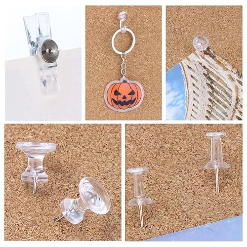 Clear Push Pins Set, 5 Styles 125-count Thumb Tacks Map Pins, Steel Point and Clear Plastic Head Pushpins Transparent Thumbtacks for Cork Board Bulletin Boards thumbnail 6