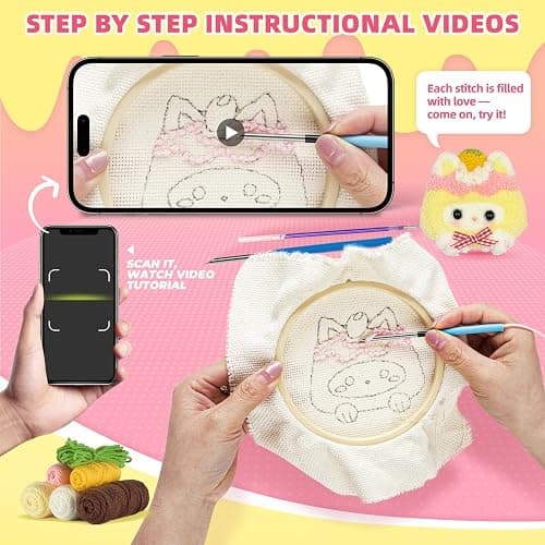 Punch Needle kit for Beginners,Embroidery kit for Beginners,Punch Needle Kits Adults Beginner,Including Printed Patterns, Needles, Easy to Follow Instructions, and Videos-Cat Family thumbnail 4