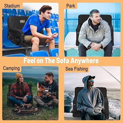 MZQLN Heated Massage Reclining Stadium Seat, Bleacher Chair with 10000mAh Portable Bank, 6 Reclining Positions for Camping, Games & Sports thumbnail 4