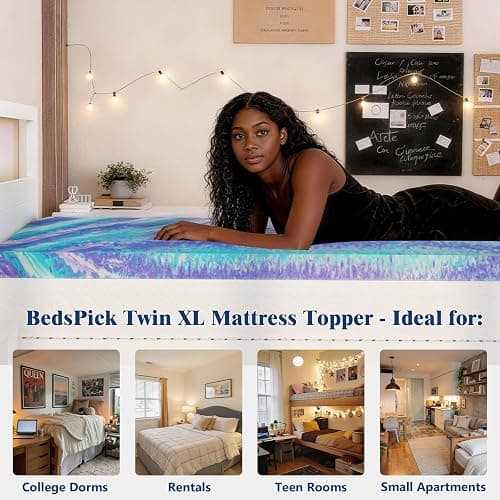Bedspick 2 Inch Twin XL Mattress Topper - Gel Infused Memory Foam Extra Long Single Bed Topper Pad for College Dorm, Medium Plush Feel, Pressure Relieving, CertiPUR-US Certified thumbnail 8