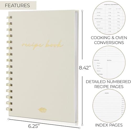 ZICOTO Aesthetic Blank Recipe Book with Linen Cover - The Perfect Recipe Notebook to Write in Your Own Recipes - Beautiful Blank Cookbook to Organize Your Recipes thumbnail 3