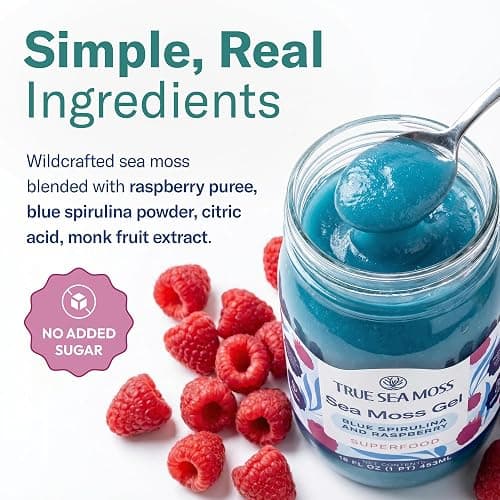TrueSeaMoss Sea Moss Gel – Made in USA – Wildcrafted Seamoss, Fruits & Jarred Vegetables – Blue Spirulina, Pack of 1 (Labels may Vary) | No Sugar, Vegan, Non-GMO, GMP, Gluten-Free, Halal – Wildcrafted Seamoss, Fruits & Jarred Vegetables – Vitamins & Minerals thumbnail 3