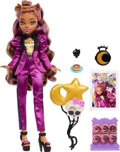 Monster High Doll, Clawdeen Wolf in Monster Ball Party Fashion with Themed Accessories Including Balloons - Image 1