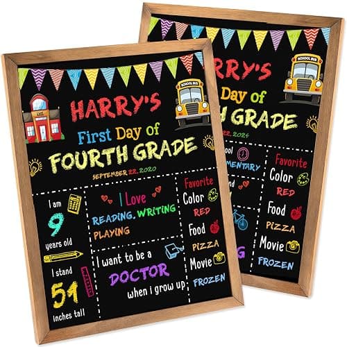 First Day of School Sign - 14" X 11" Double-Sided Board With Frame for Kids - Chalkboard for First & Last Day, Back to School Supplies for Preschool Kindergarten 1st Grade thumbnail 8
