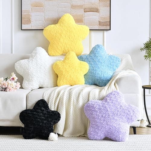 ZCNYCLAM Star Pillow, 14.9" Star Shaped Plush Pillow for Couch Bed Sofa, Cute Decorative Throw Pillows with Soft Faux Fur Room Decor for Bedroom Living Room (White) thumbnail 6