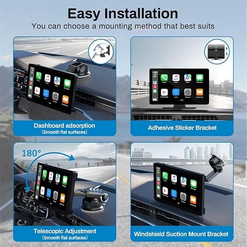 BOXGVO Wireless Carplay Screen for Car with 4K Dash Cam, 9" Portable Carplay & Android Auto, Car Touchscreen with 1080p Backup Camera, GPS/Voice Control/FM//Mirror Link/Bluetooth thumbnail 6